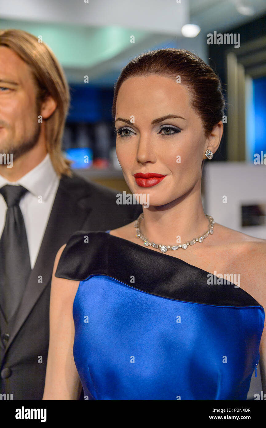 LONDON, ENGLAND - JULY 22, 2016: Anjelina Jolie, American actress, Madame Tussauds wax museum. It is a major tourist attraction in London Stock Photo