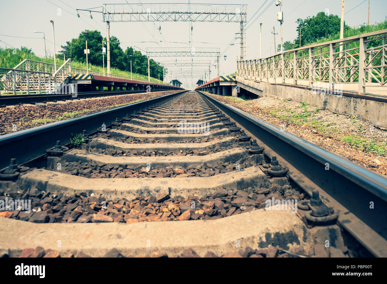 rails and close-up train rail, gleise, in germany Stock Photo - Alamy