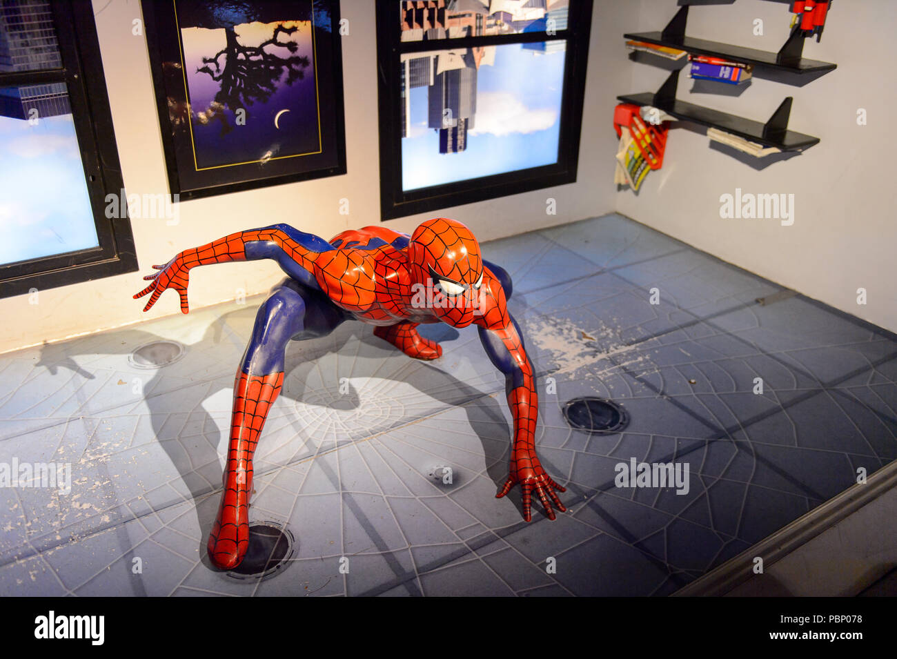 LONDON ENGLAND JULY 22 2016 Spiderman At The Madame Tussauds Wax london-england-july-22-2016-spiderman-at-the-madame-tussauds-wax