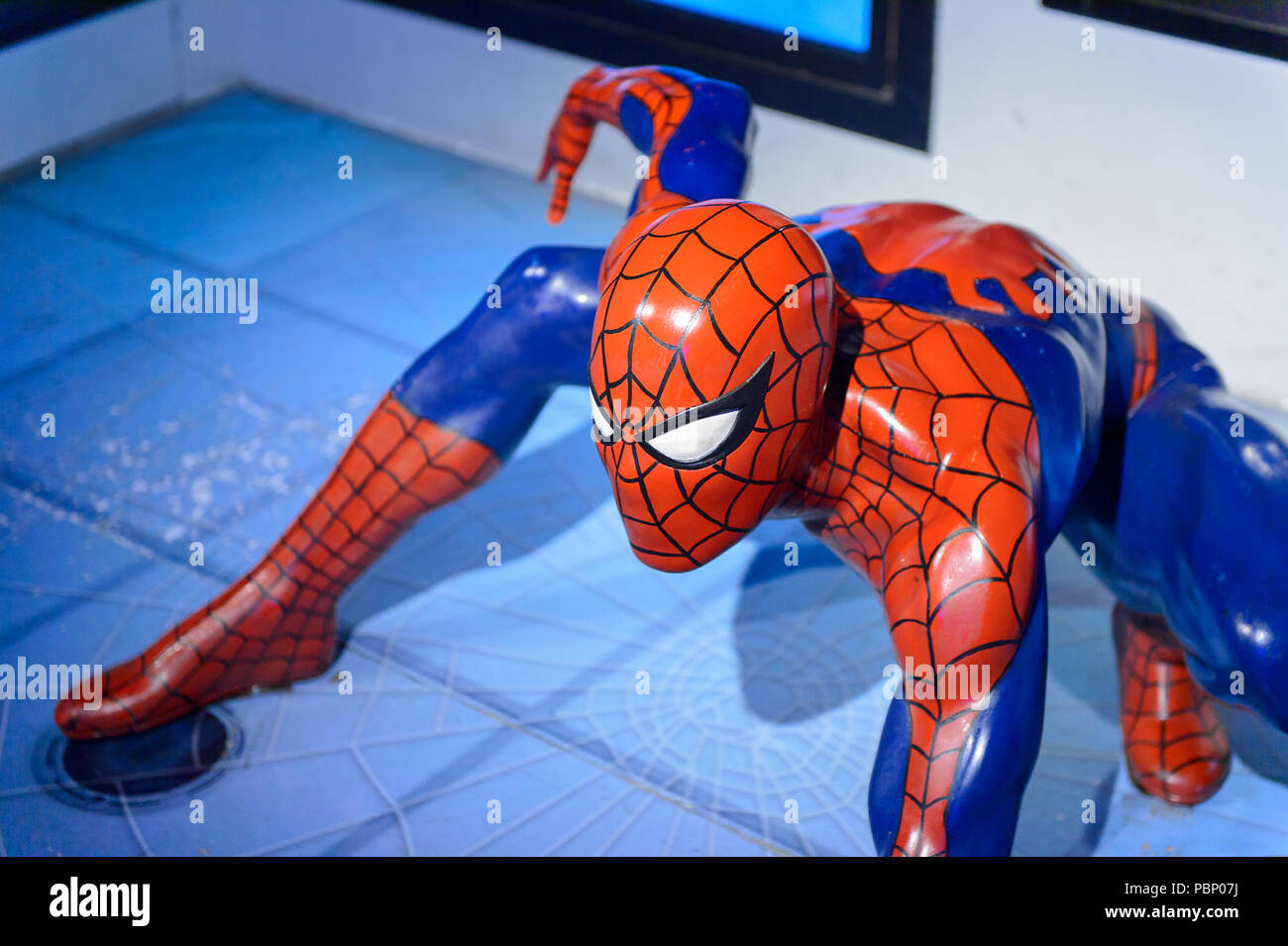 LONDON ENGLAND JULY 22 2016 Spiderman At The Madame Tussauds Wax london-england-july-22-2016-spiderman-at-the-madame-tussauds-wax