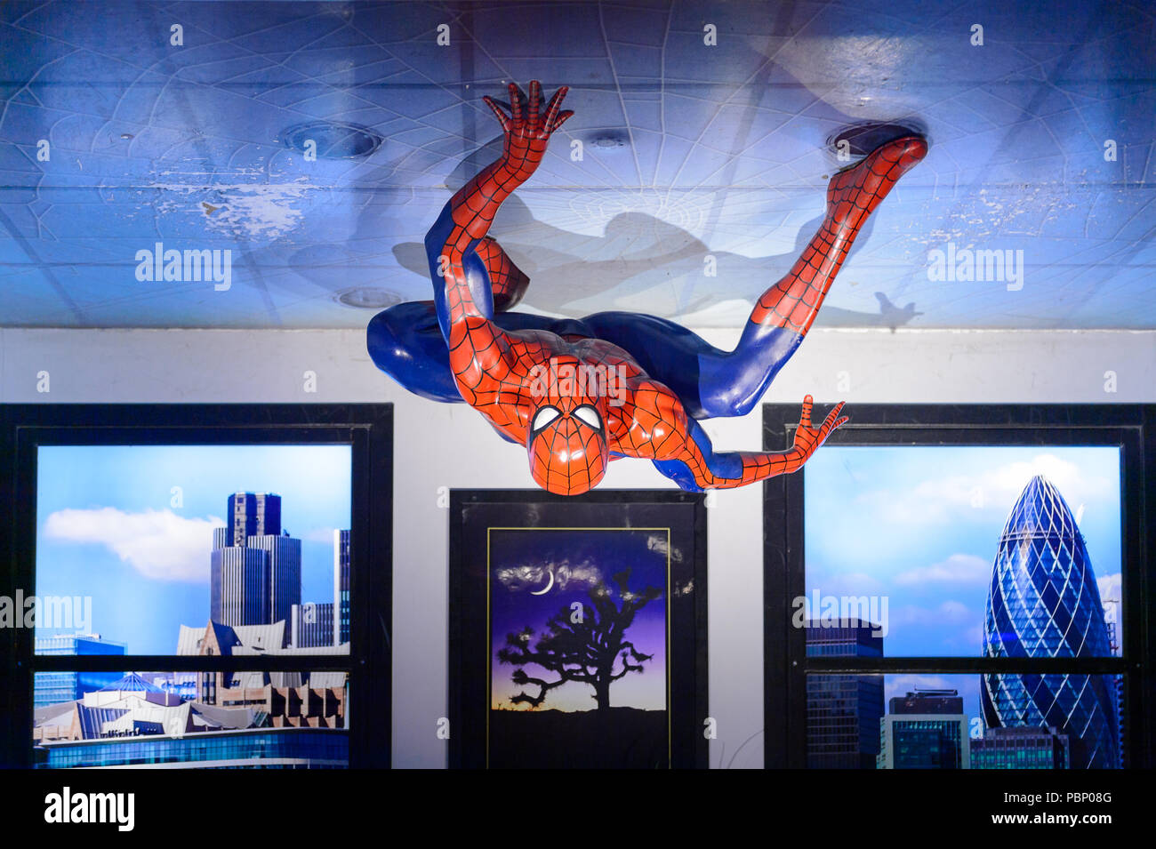 LONDON ENGLAND JULY 22 2016 Spiderman At The Madame Tussauds Wax london-england-july-22-2016-spiderman-at-the-madame-tussauds-wax