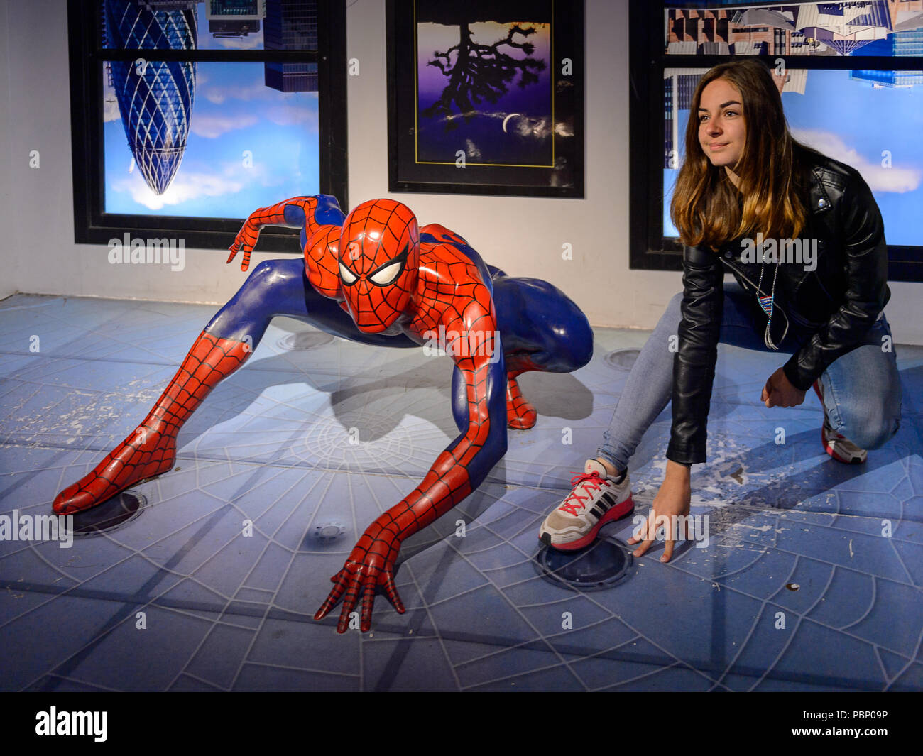 LONDON, ENGLAND - JULY 22, 2016: Spiderman at the Madame Tussauds wax  museum. It is a major tourist attraction in London Stock Photo - Alamy