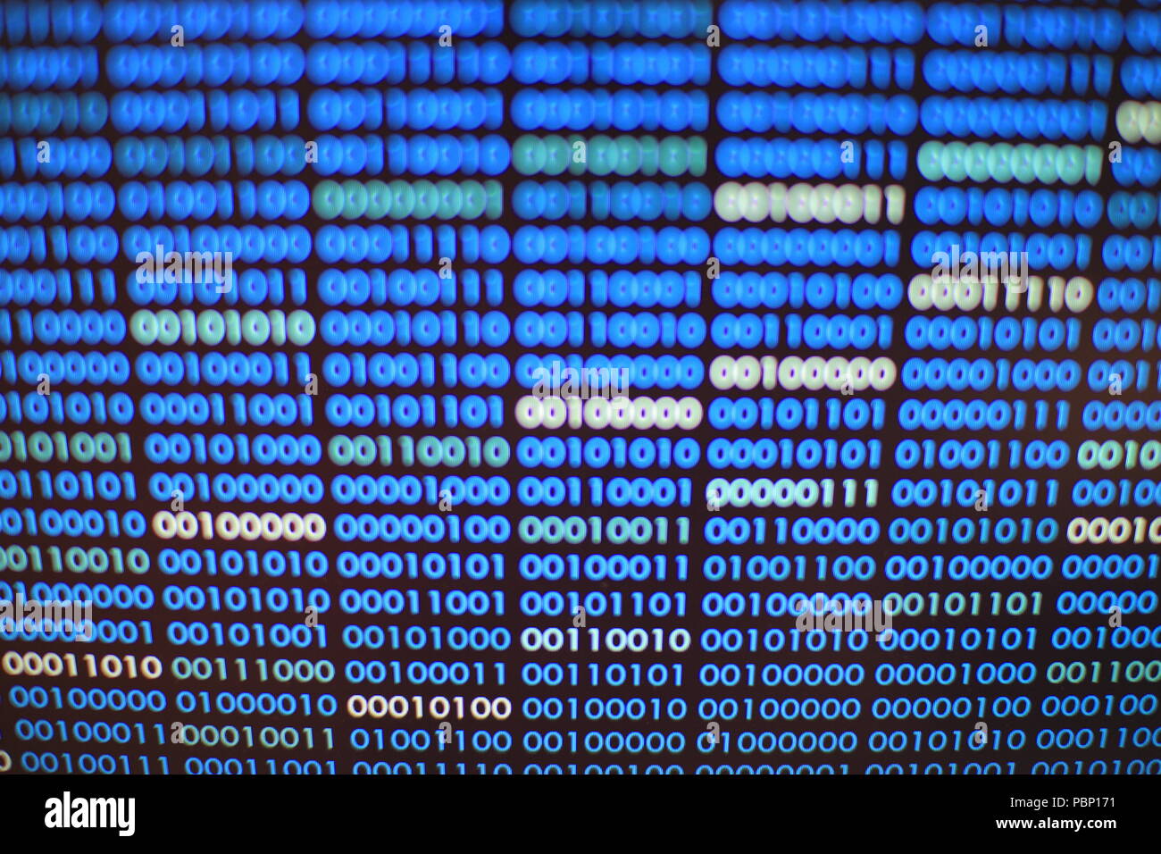 blue binary code. blocks of binary data. Blockchain concept. blue background with computer digital binary code bit number one and zero text. Stock Photo