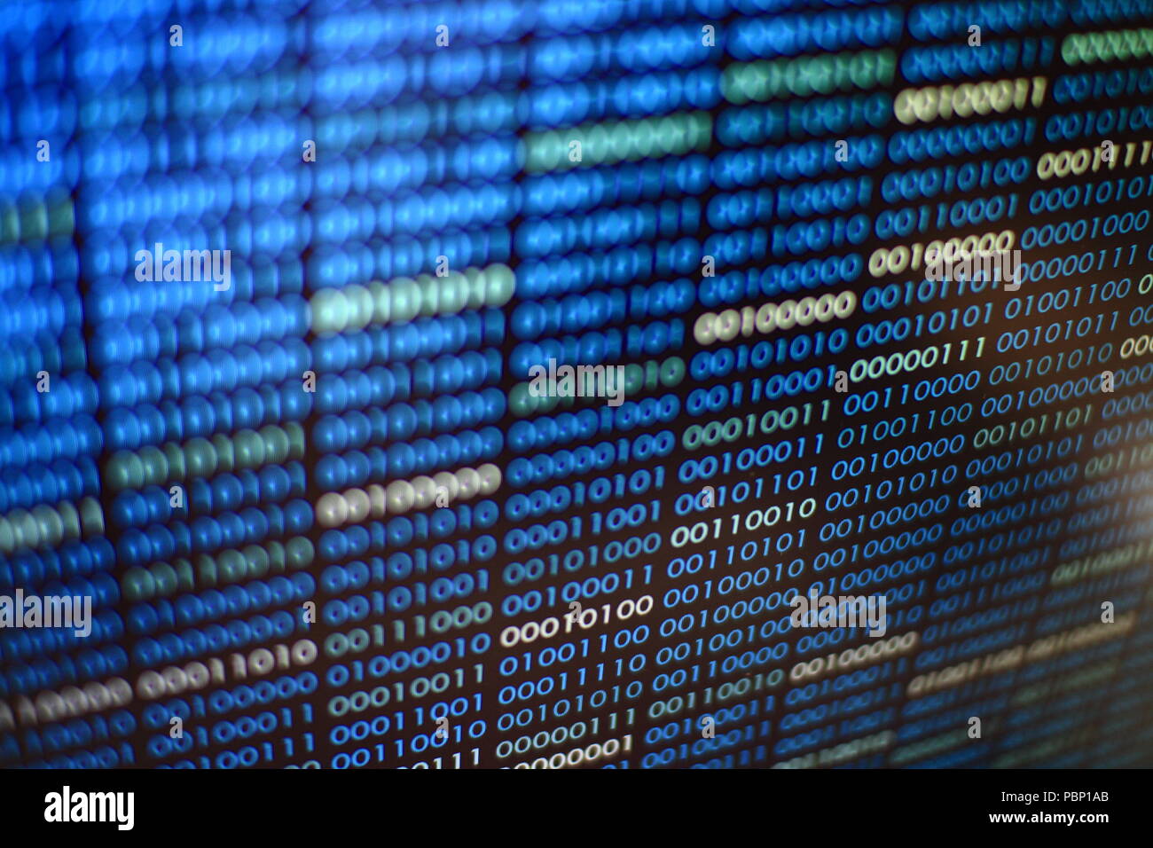 blue binary code. blocks of binary data. Blockchain concept. blue