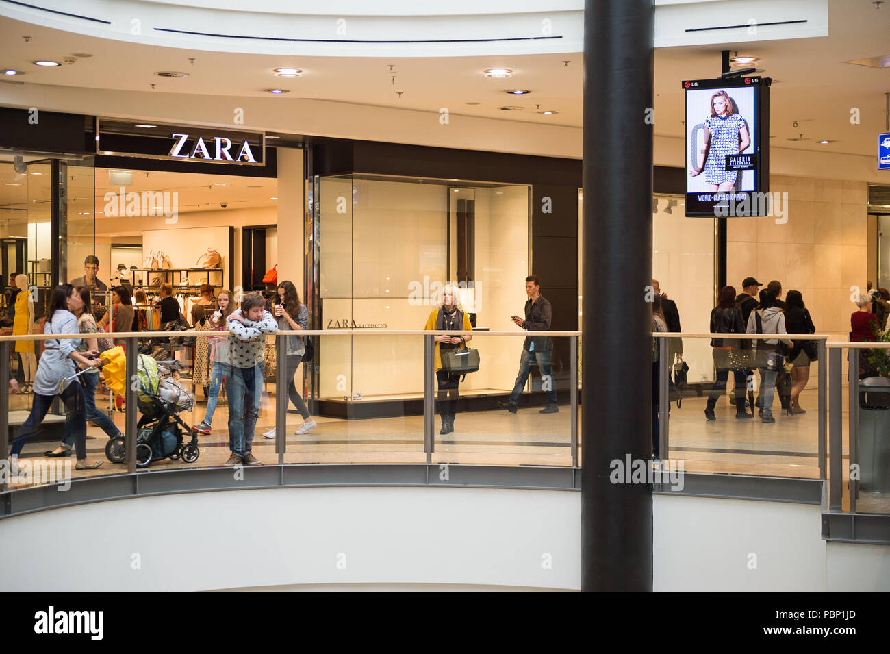 KRAKOW, POLAND - MAY 30, 2015: Zara section of Galeria Krakowska city mall  Krakow, Poland. Galeria Krakowska has 270 specialty shops, cafes, and resta  Stock Photo - Alamy