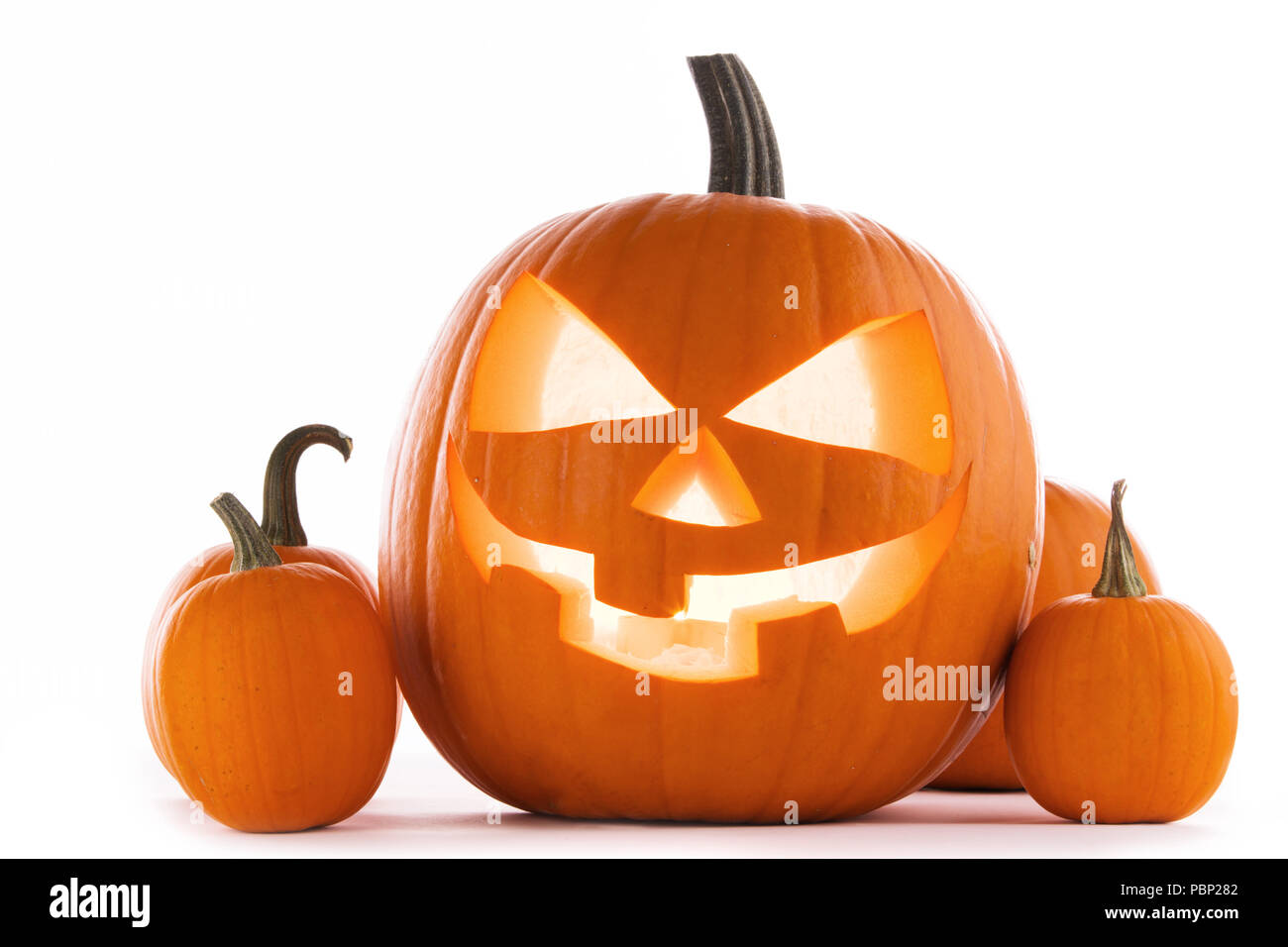 Halloween Pumpkins isolated on white background Stock Photo - Alamy