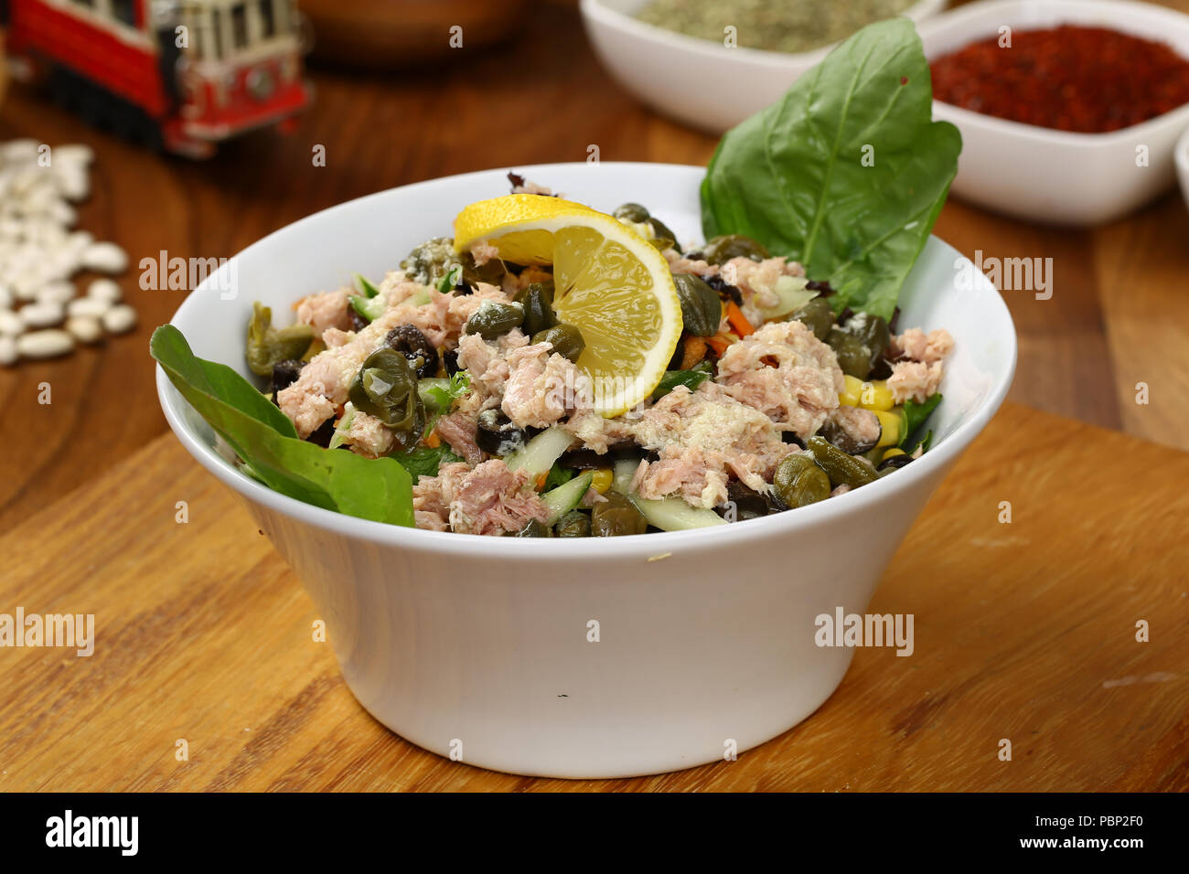 Homemade Tuna Salad in bowl Stock Photo