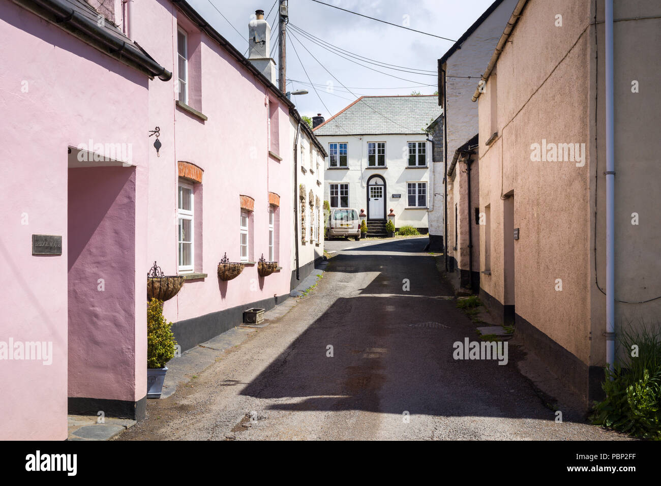 Cottages in the Village of Parracombe, near Lynton, North Devon. Stock Photo
