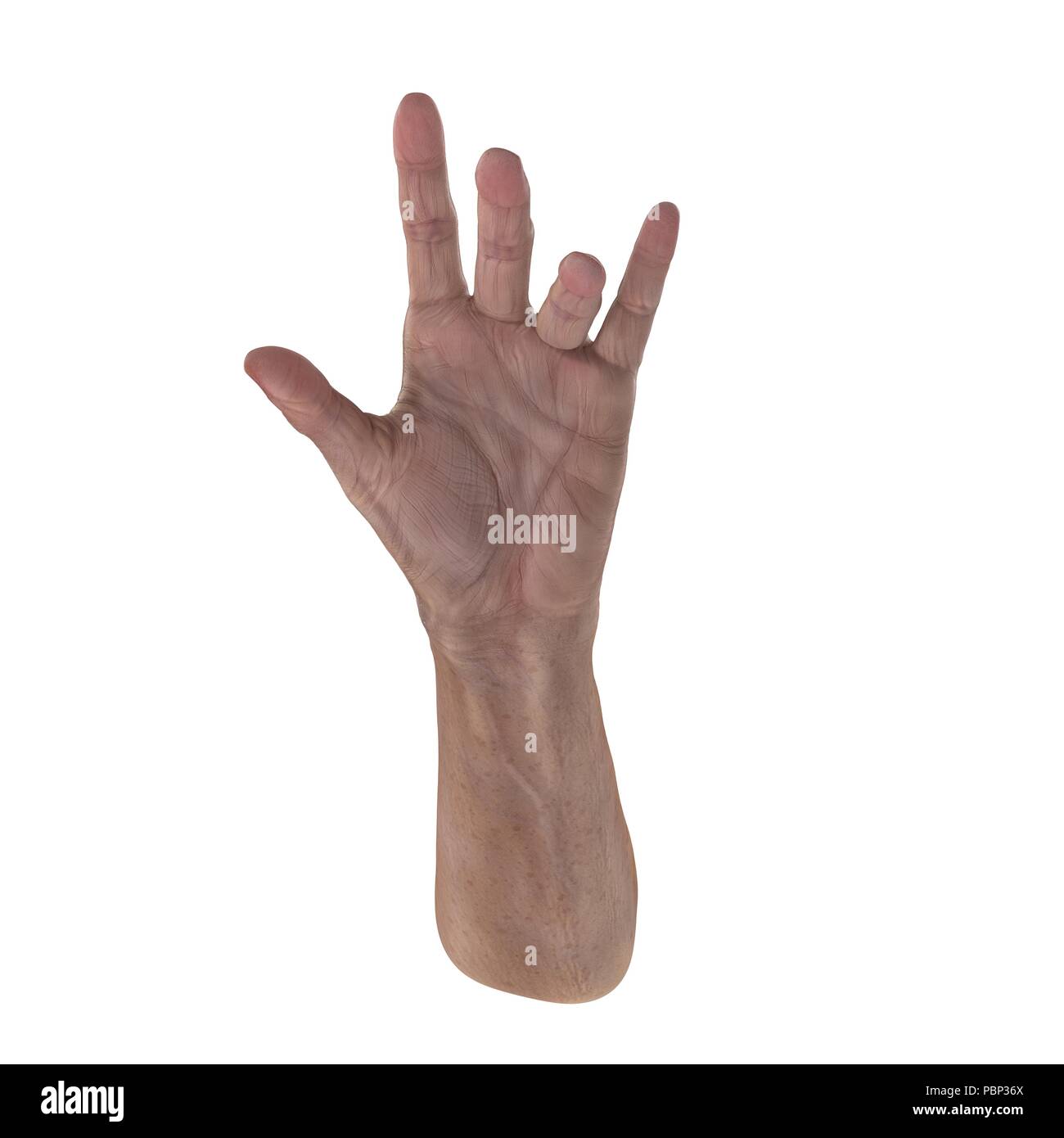 Old man hand on a white. 3D illustration Stock Photo - Alamy