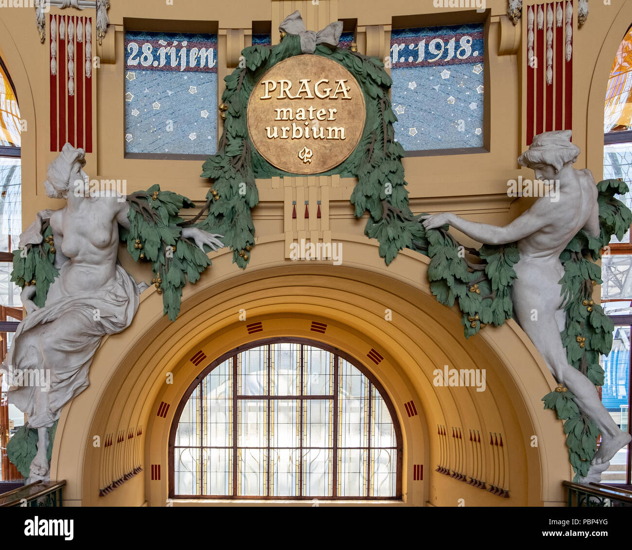 Main concourse entrance to Prague central station, Czech Republic Stock Photo