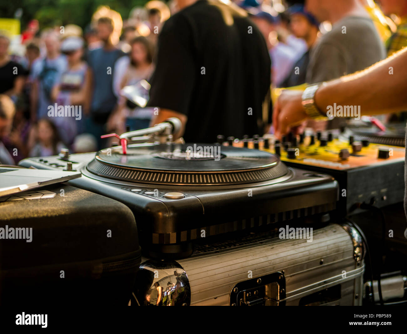 turntable dj setup Stock Photo Alamy