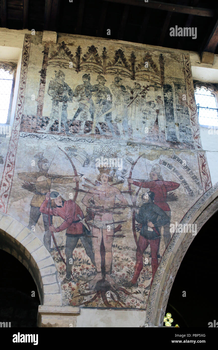Wall paintings at St Peter and St Paul Church, Pickering Stock Photo
