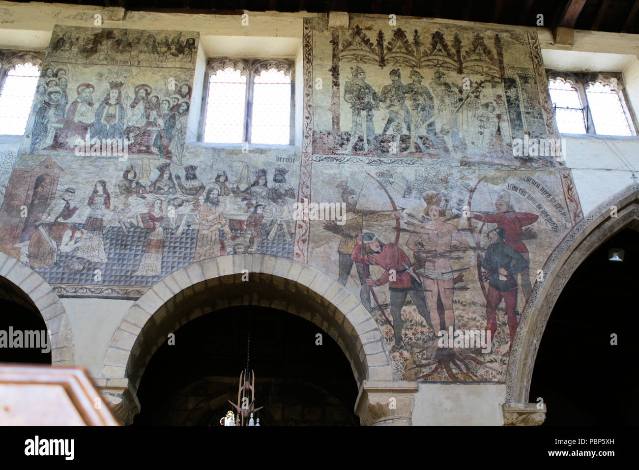 Wall paintings at St Peter and St Paul Church, Pickering Stock Photo
