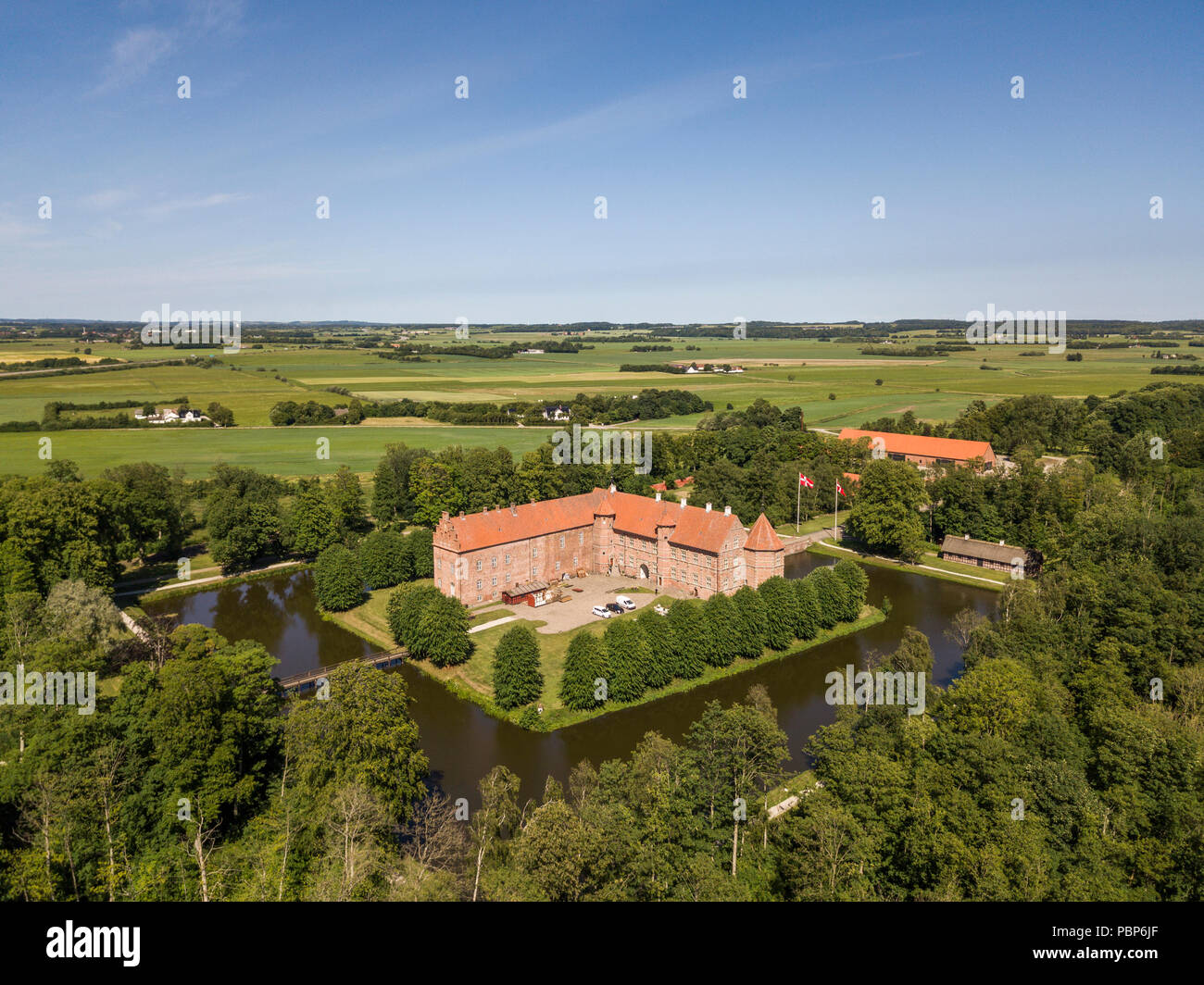 Aerial view of Voergaard Castle near Dronninglund on the North Jutland peninsula Stock Photo