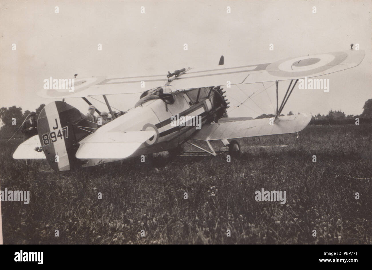 CDV (Carte De Visite) of a British Biplane. Marking of J8947 Stock Photo