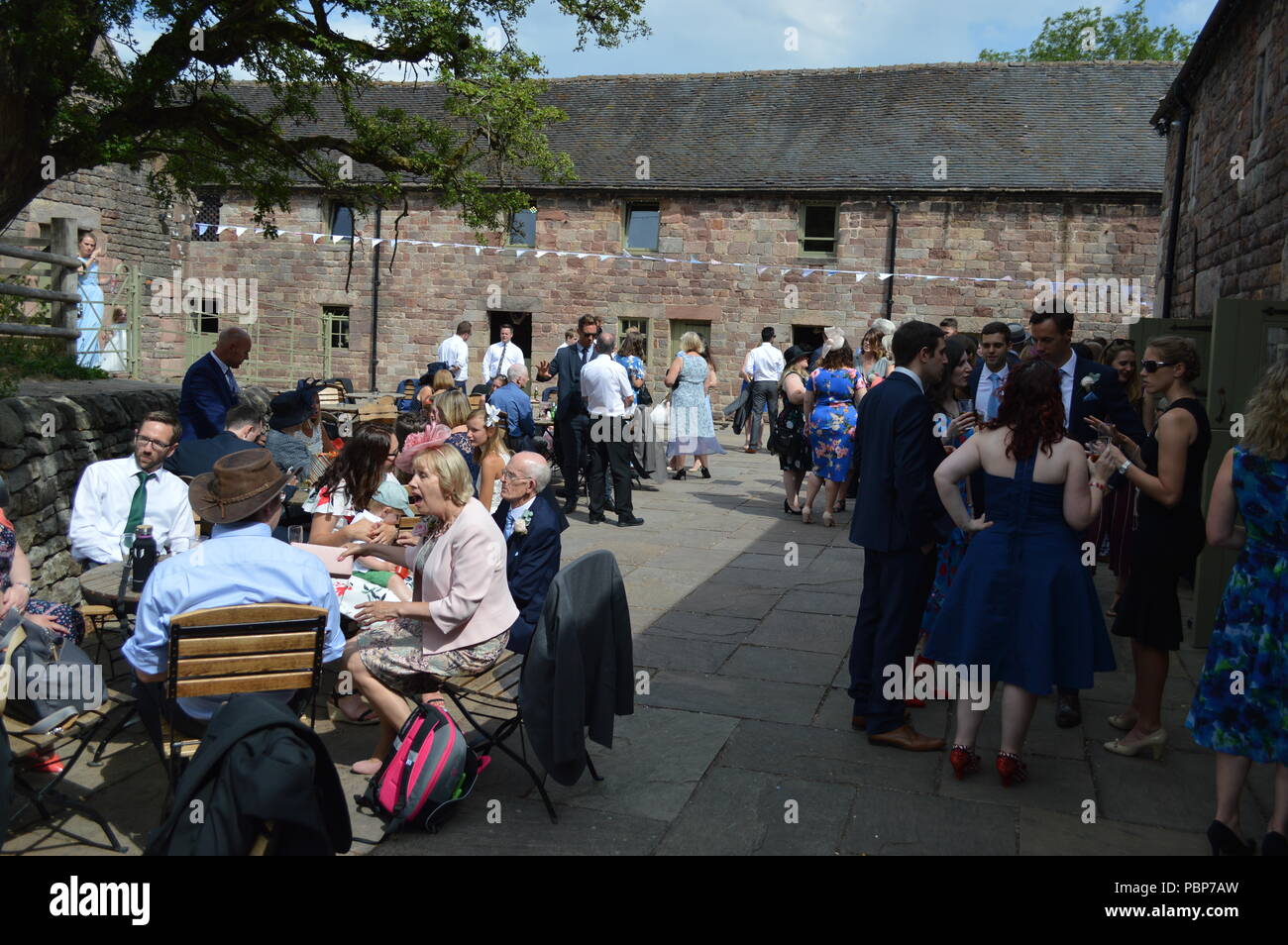 Friends And Family At A Wedding Reception In Staffordshire Uk