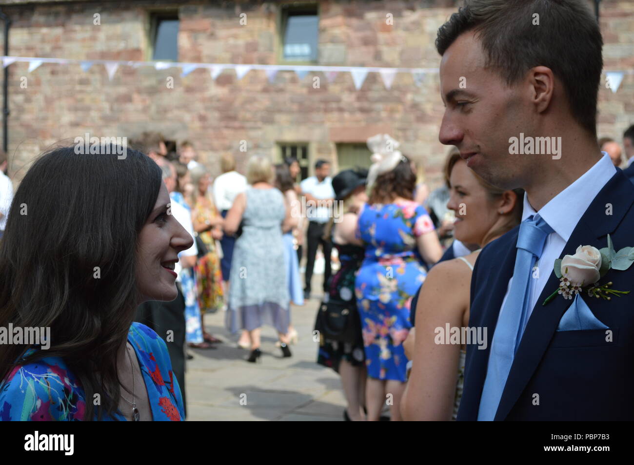 Friends and family at a wedding reception in Staffordshire, UK Stock Photo