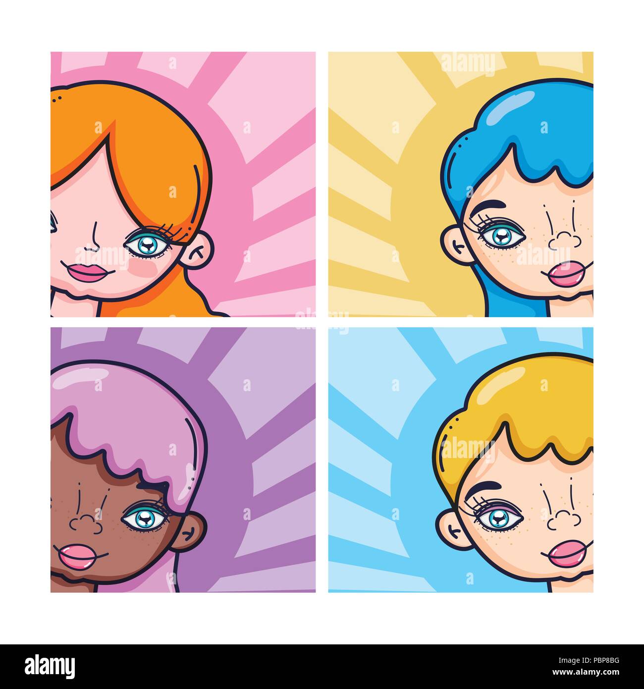 Set of teen girls Stock Vector Image & Art - Alamy