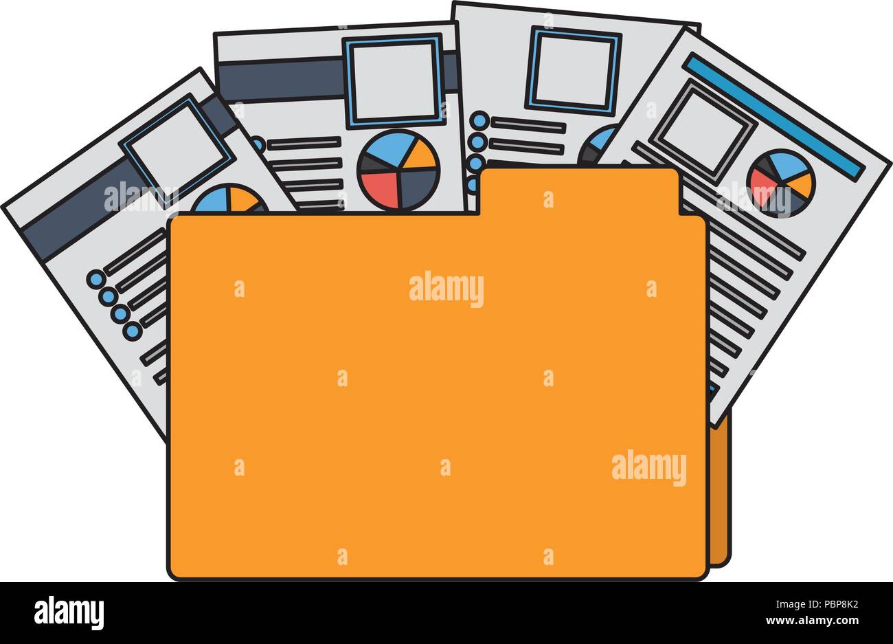 office folder file documents paper reports vector illustration Stock ...
