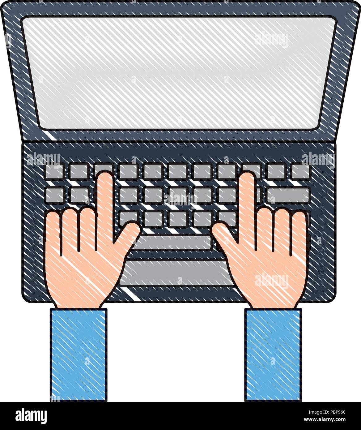 hands with laptop computer isolated icon vector illustration design ...