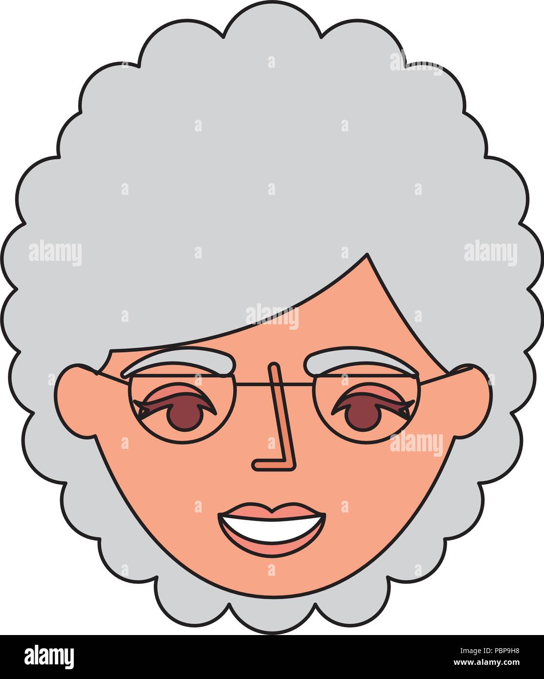 head cute grandmother avatar character vector illustration design Stock ...