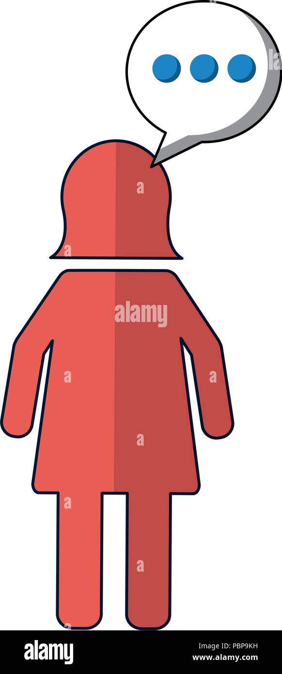 silhouette of woman with speech bubble vector illustration design Stock ...