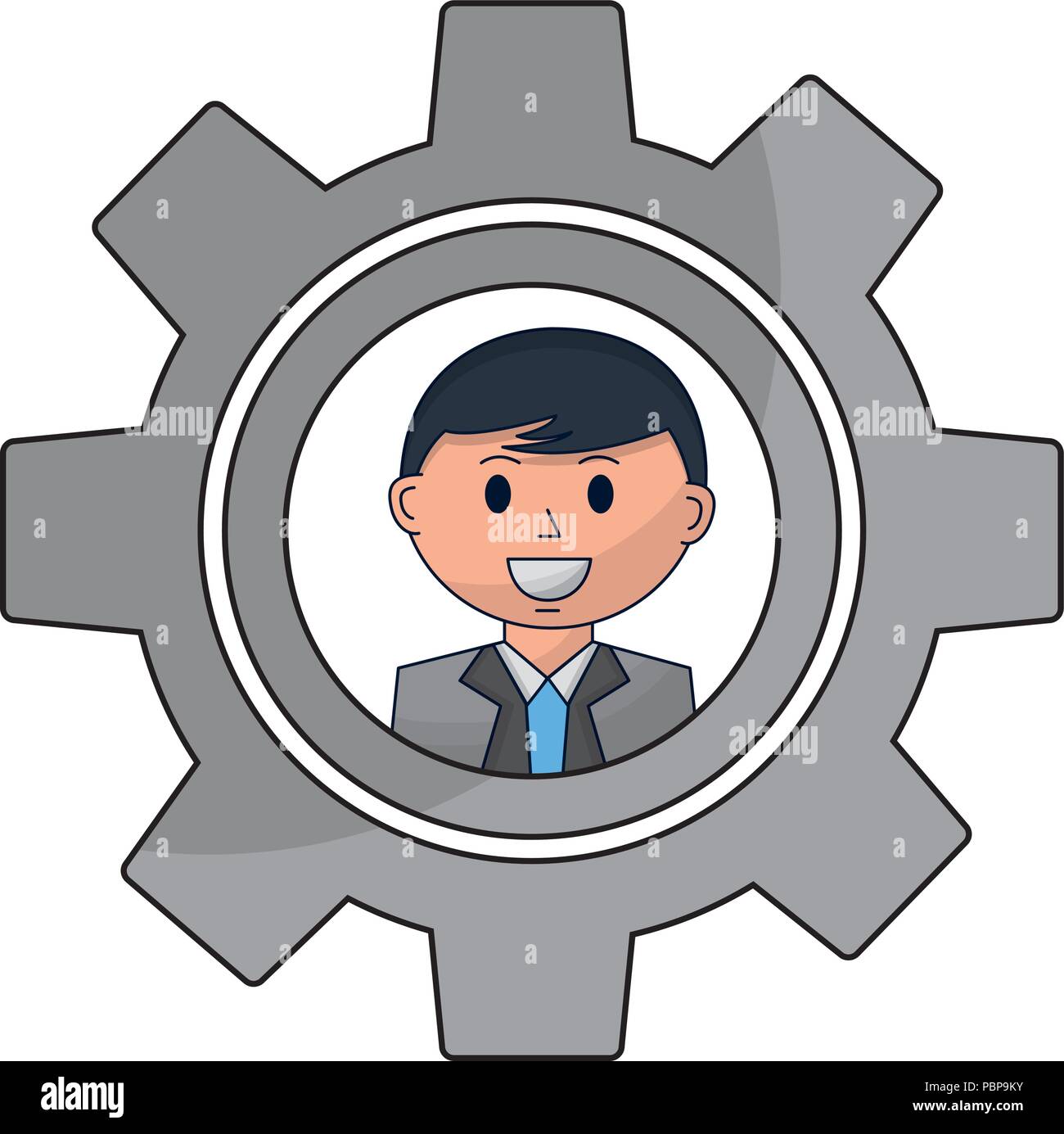 gear machine with face of businessman icon vector illustration design ...