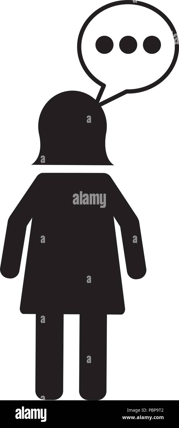 silhouette of woman with speech bubble vector illustration design Stock ...