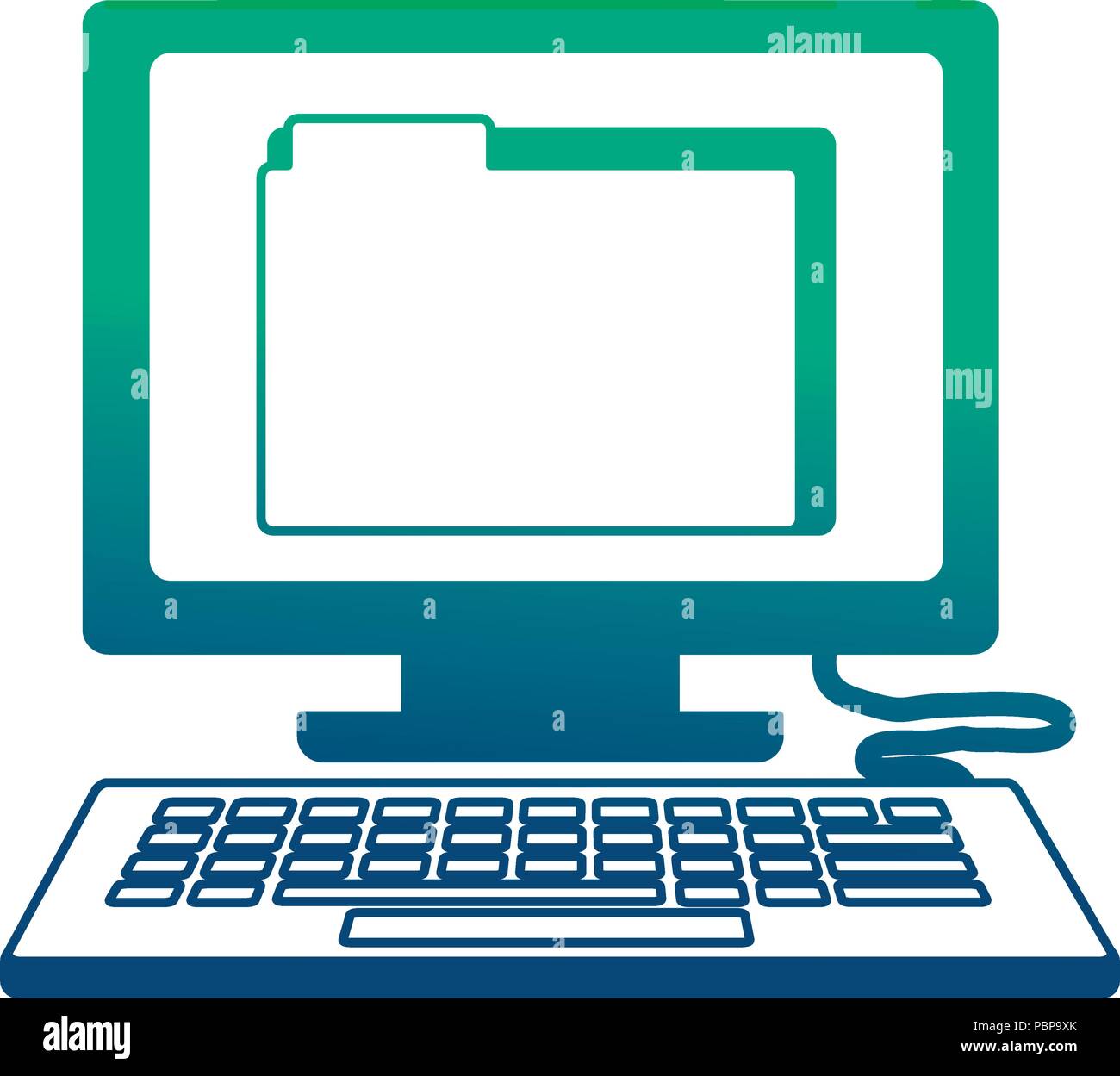 desktop computer with folder isolated icon vector illustration design ...