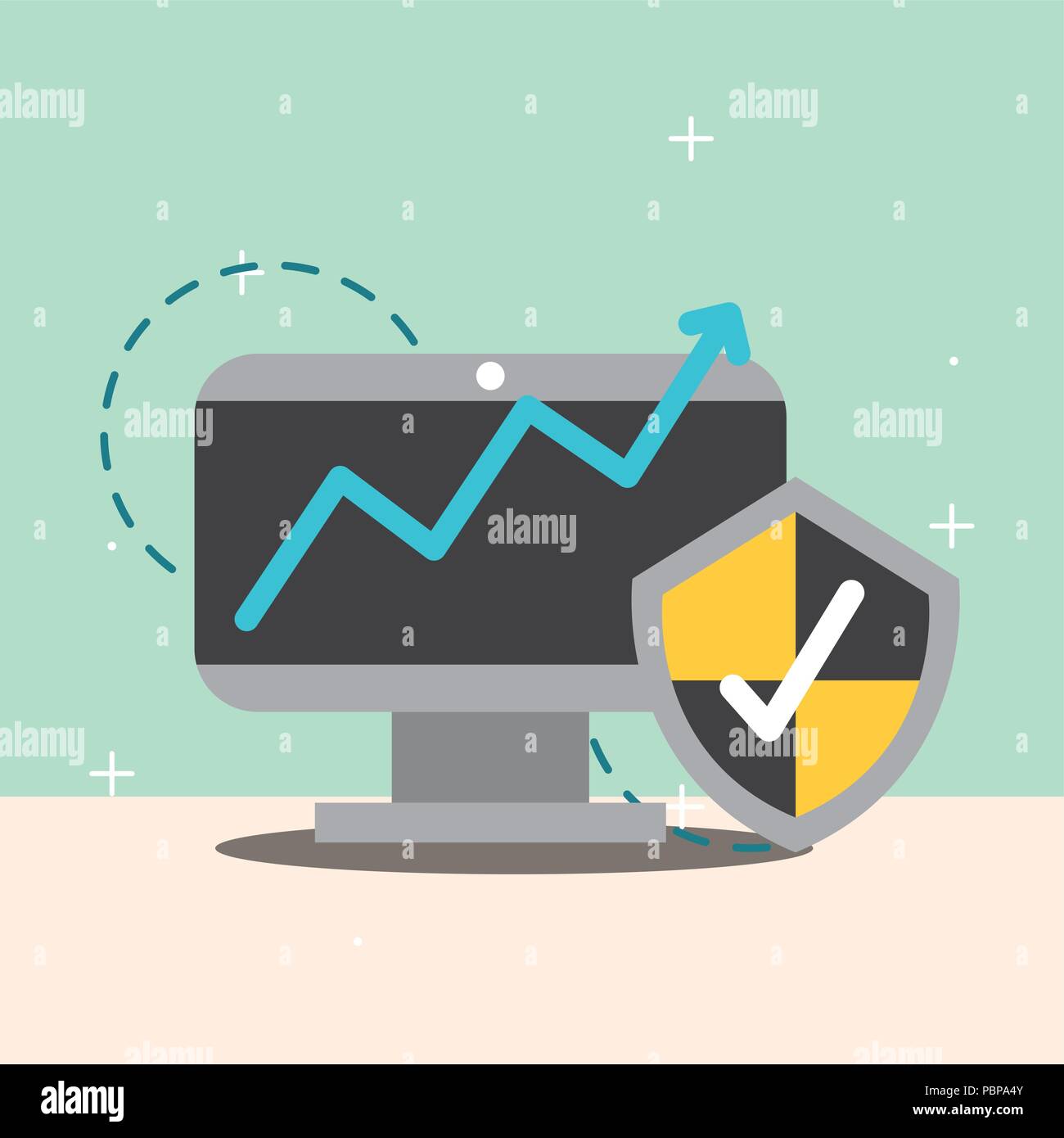 computer shield check security data vector illustration Stock Vector ...