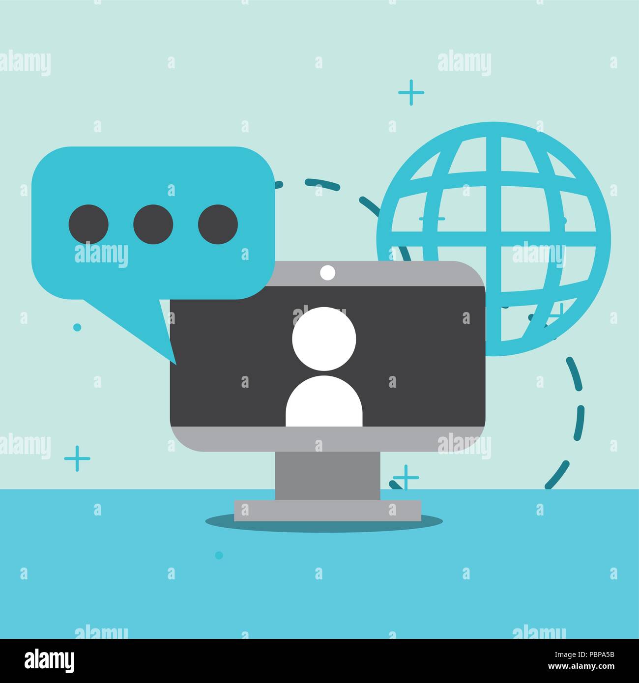 computer people communication world connected vector illustration Stock ...
