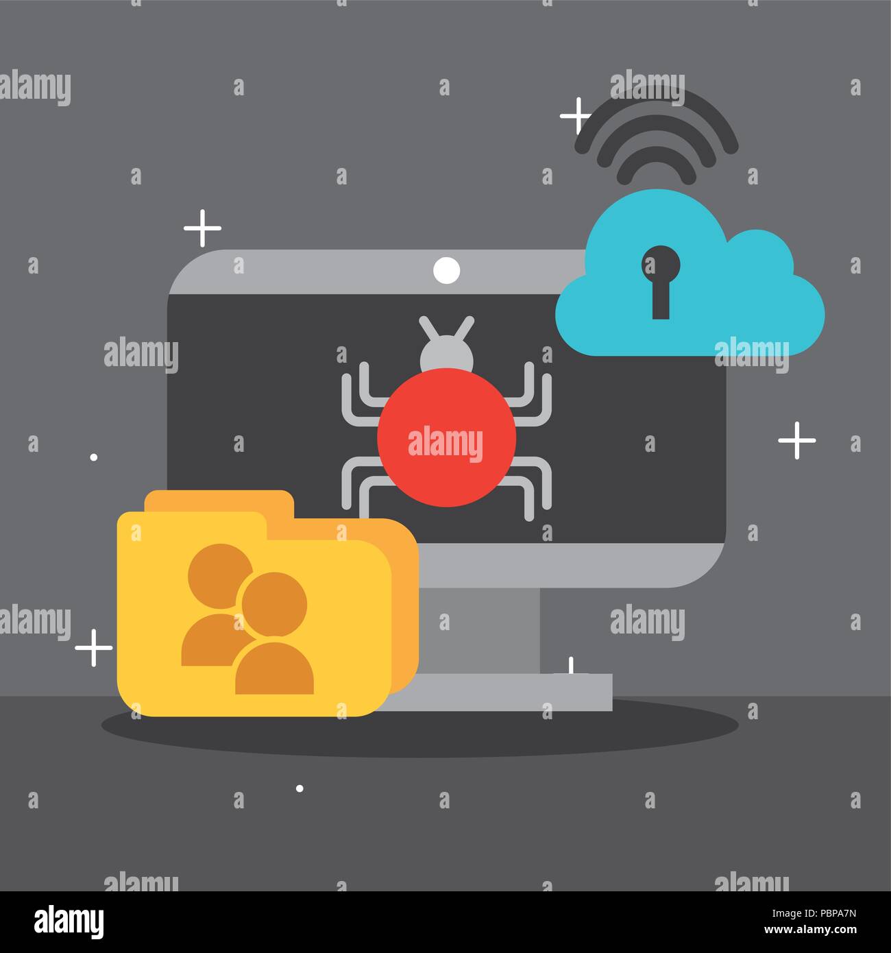 computer cloud storage folder file big data vector illustration Stock ...