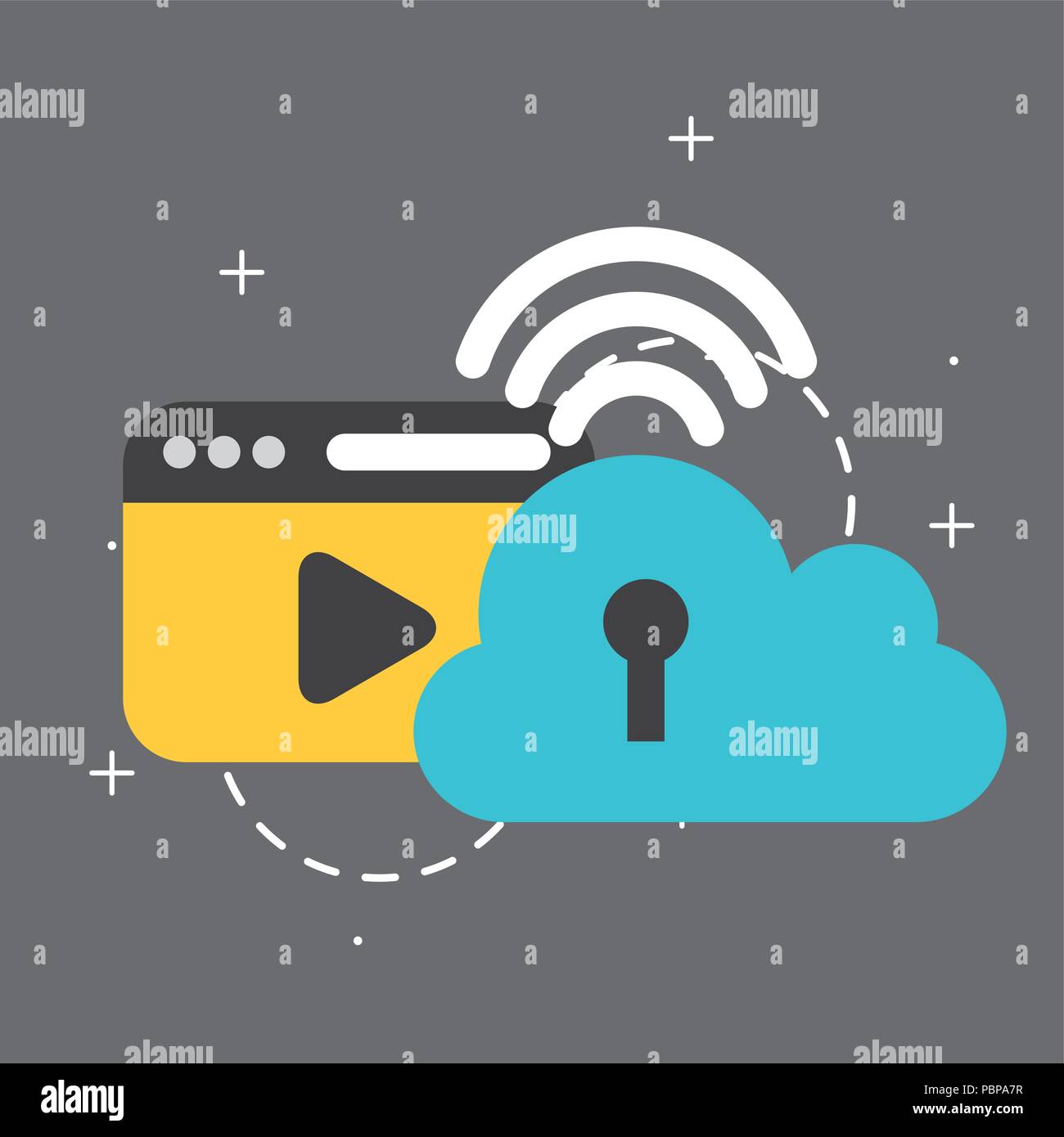 cloud computing storage video play wifi big data vector illustration ...