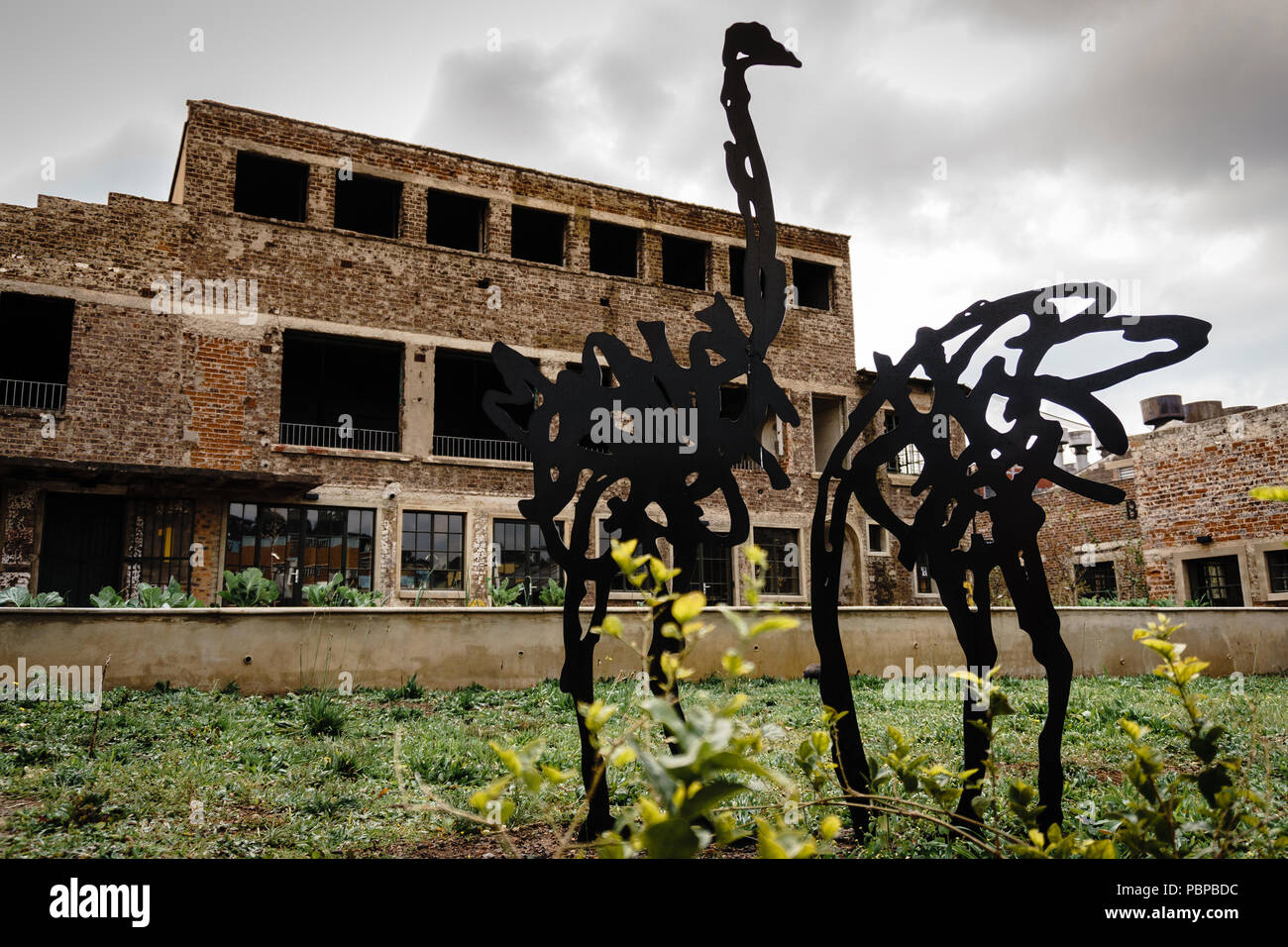 A sculpture gracing the Victoria Yards improvement project in Lorentzille, an eastern inner city suburb of Johannesburg, South Africa Stock Photo