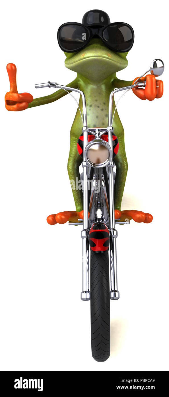Fun frog on a motorcycle - 3D Illustration Stock Photo - Alamy