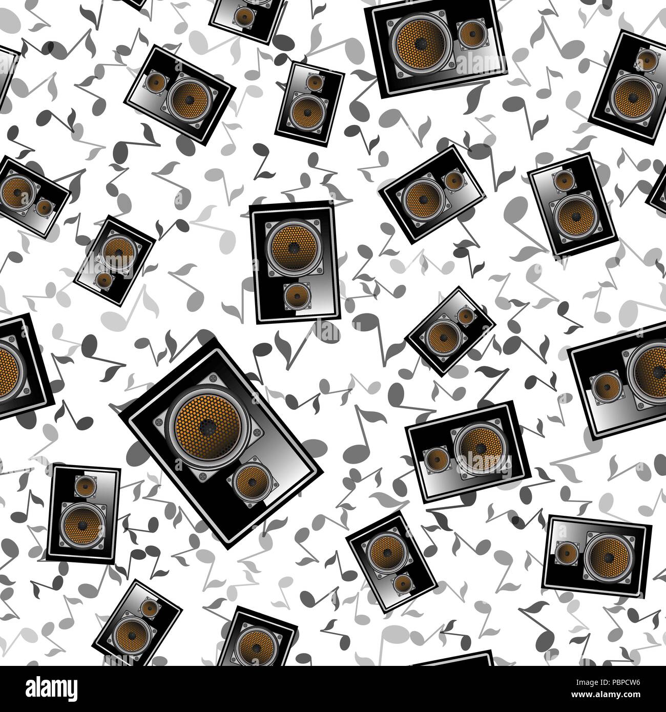 Black Musical Speaker Seamless Pattern Stock Vector