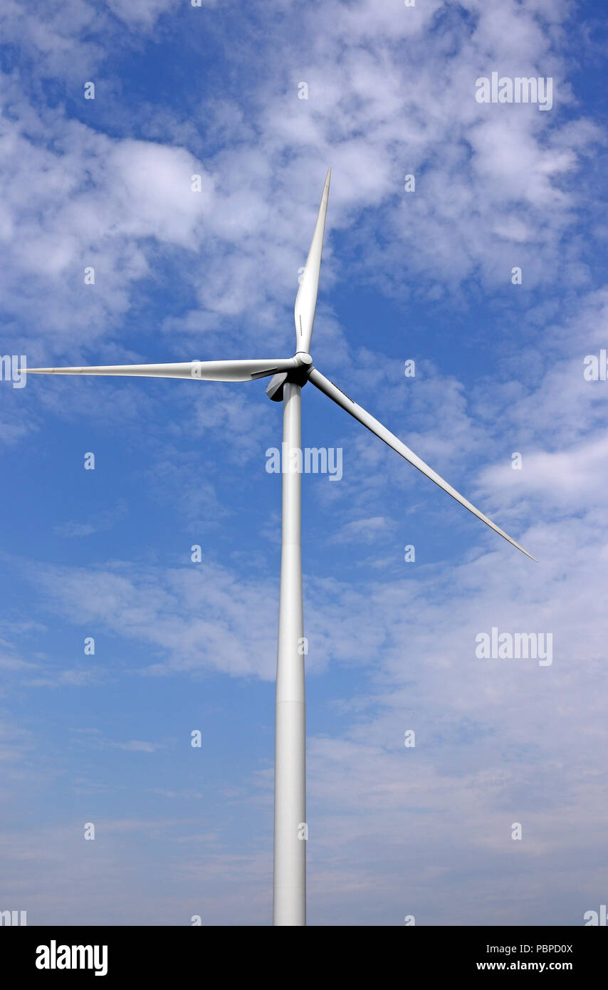 wind turbine and blue sky with clouds Stock Photo - Alamy