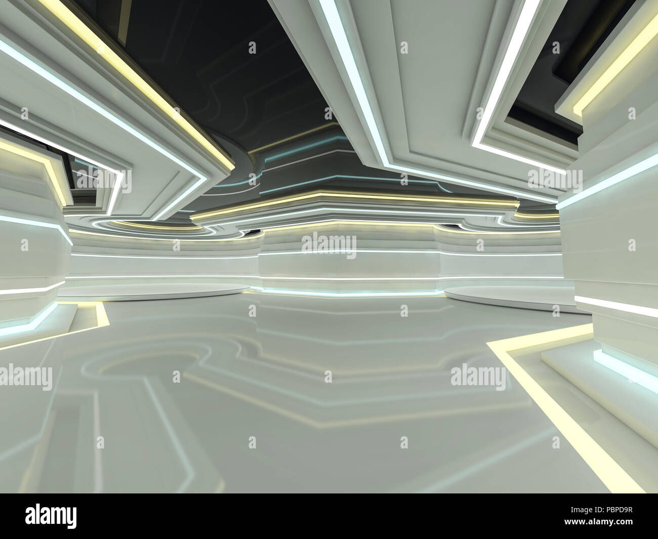 Abstract modern architecture background, empty open space interior. 3D ...