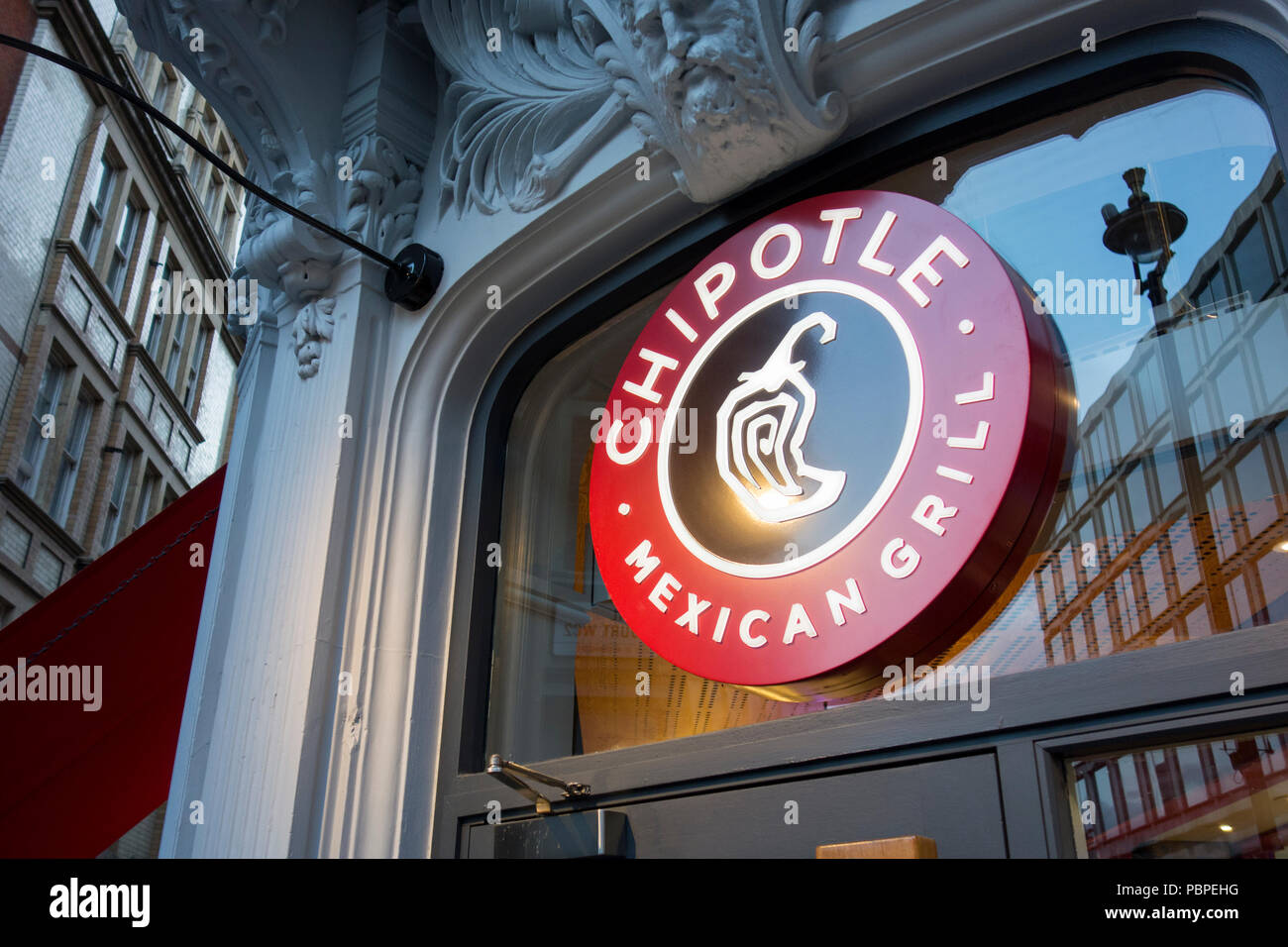 Chipotle Mexican Grill restaurant on St Martins Lane, London, UK Stock