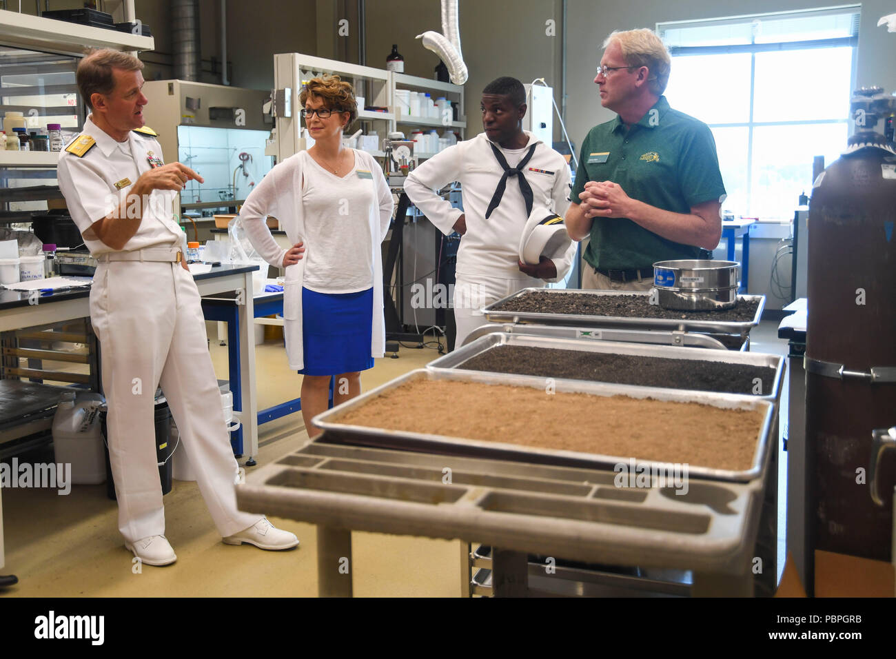 180724 N Vh385 0038 Fargo N D July 24 2018 Rear Adm Gene F Price Commander Naval Information Force Reserve Receives A Tour Of North Dakota State University S Research And Creative Activity Center During Fargo Moorhead