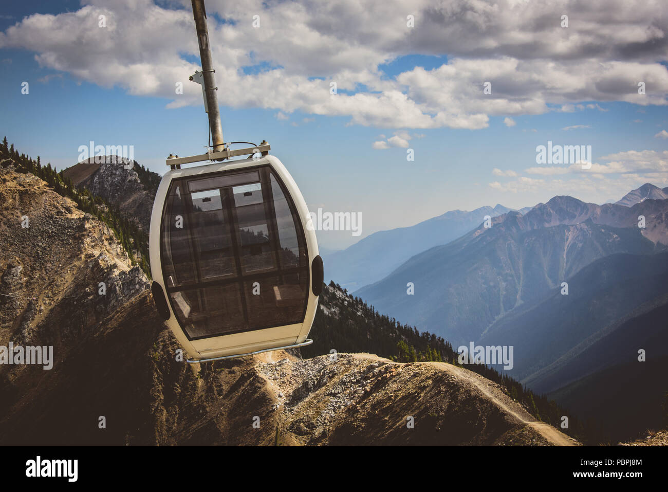 Ski lift carriage / gondola at Kicking Horse, BC, Canada Stock Photo
