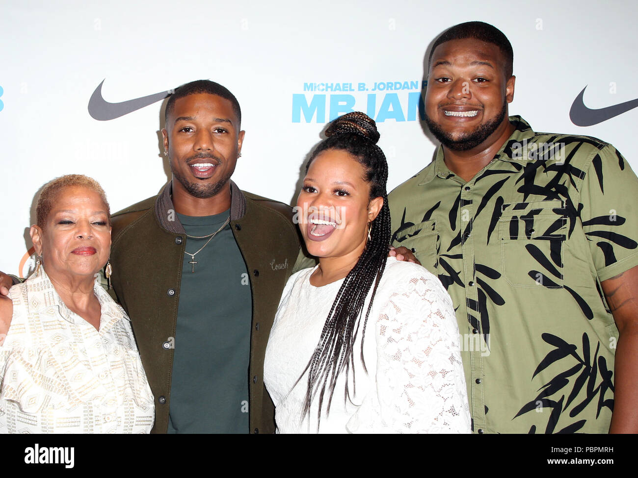 Hollywood, California, 28th July, 2018. Michael A. Jordan, Donna Jordan,  Michael B. Jordan, Khalid Jordan, Jamila Jordan, at Michael B. Jordan And  Lupus LA Present 2nd Annual MBJAM18 at Dave & Buster's