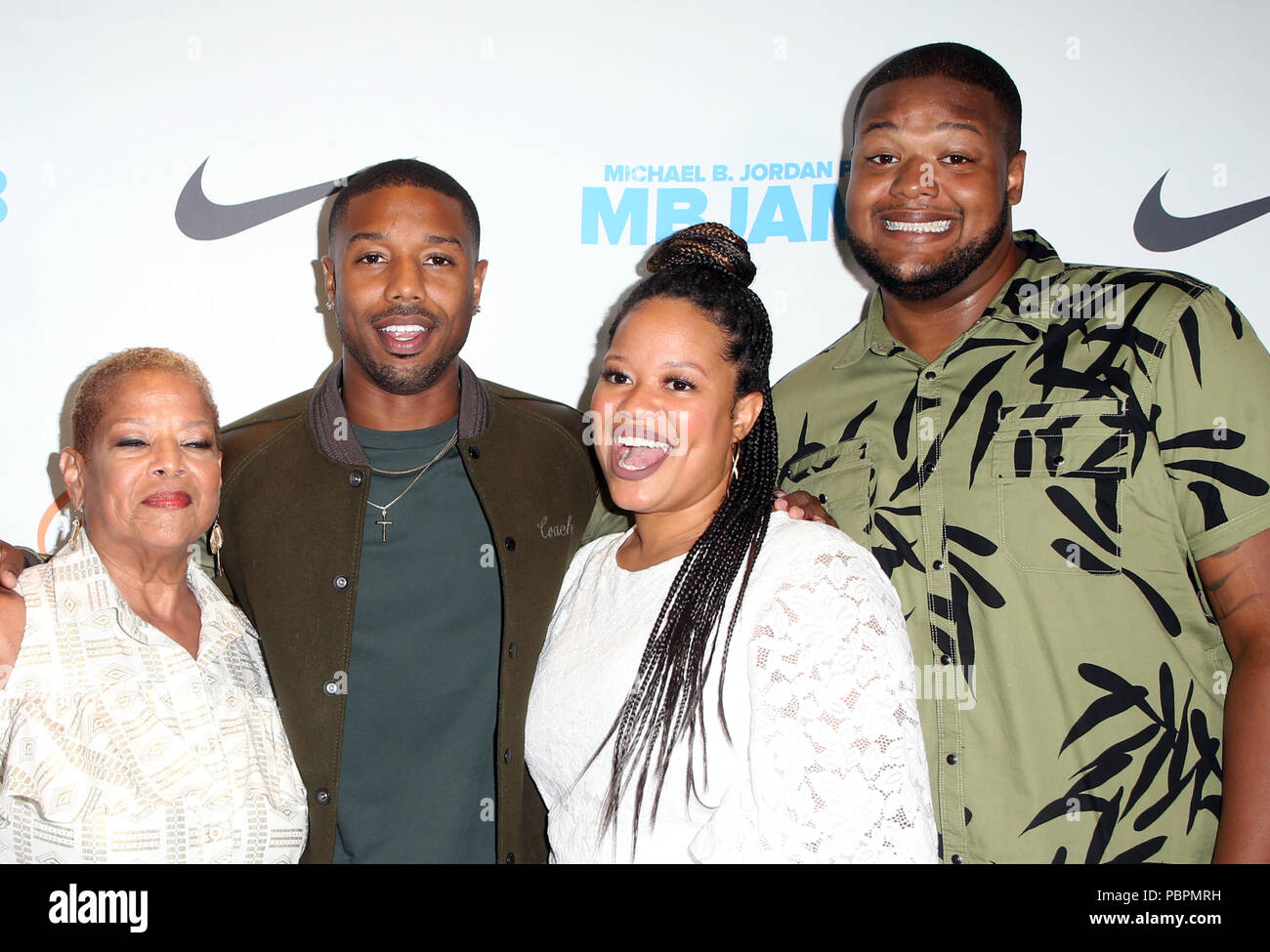 Hollywood, California, 28th July, 2018. Michael A. Jordan, Donna Jordan, Michael  B. Jordan, Khalid Jordan, Jamila Jordan, at Michael B. Jordan And Lupus LA  Present 2nd Annual MBJAM18 at Dave & Buster's