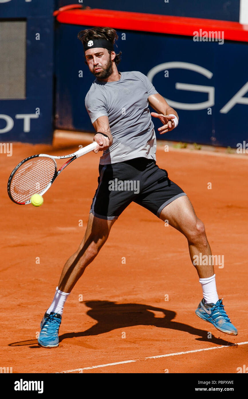 Hamburg, Germany, 29th July 2018 Nikoloz Basilashvili of Georgia won his 1st ATP-Tour title during the German Open at Hamburg Rothenbaum