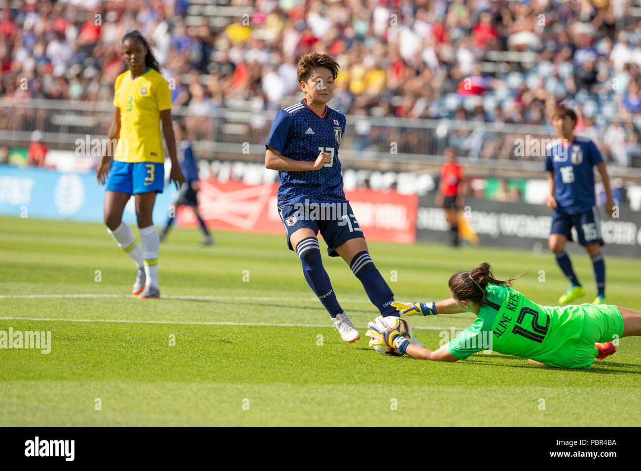 East Hartford, Connecticut, USA. July 29, 2018: Goalkeeper Aline Reis ...