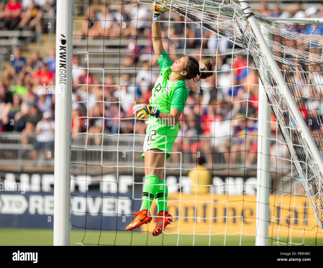 East Hartford, Connecticut, USA. July 29, 2018: Goalkeeper Aline Reis ...