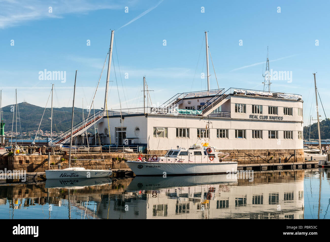 Vigo, Spain May 20, 2017 Boats moored at the Real Club Nautico de