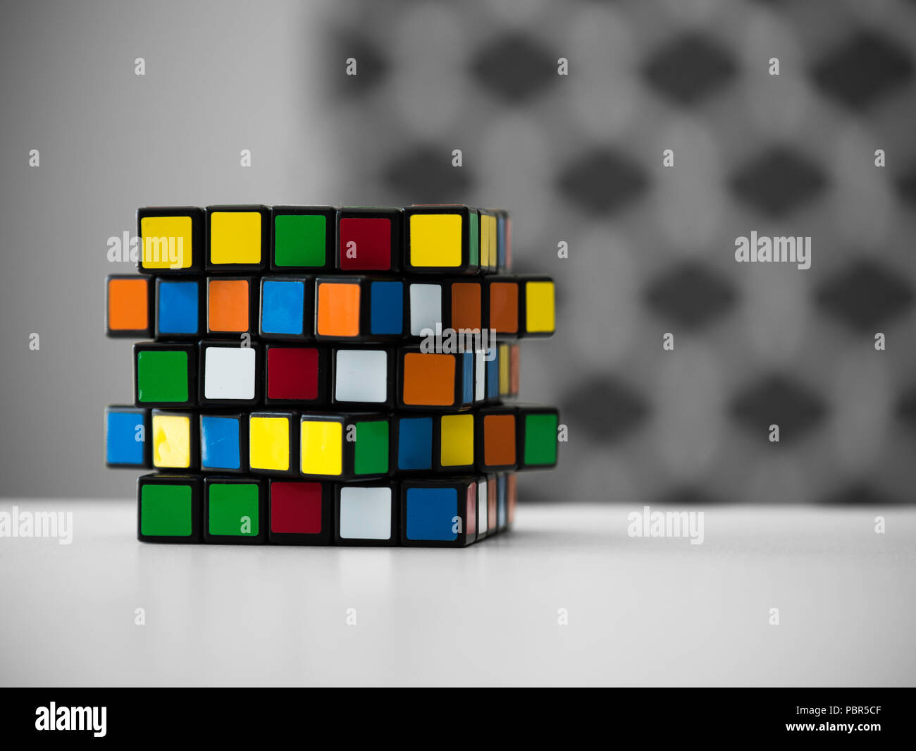 Colored cube with black and white background Stock Photo