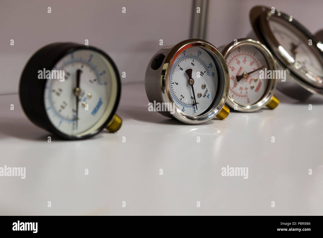 Industrial Pressure Gauges ; For air pressure checking Stock Photo Alamy
