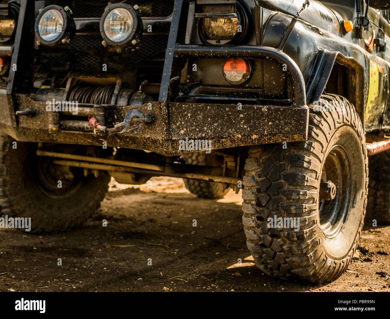 close up dirty bumper off road 4x4 truck car on the dirty ground Stock  Photo - Alamy
